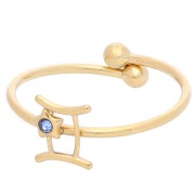 Bague réglable signe du zodiaque - Gémeaux Acier inox 304L Doré - Light Sapphire
