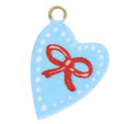 Breloque coeur 12x8 mm impression UV - Noeud - Acier inox 304L Doré - Bleu - Rouge