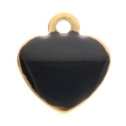Noir - Breloques coeur 5.5x5 mm avec résine époxy - Acier inox 304 Doré - Noir x4 Breloques coeur 5.5x5 mm avec résine époxy - Acier inox 304 Doré - Noir x4