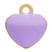 Breloques coeur 5.5x5 mm avec résine époxy - Acier inox 304 Doré - Mauve x4