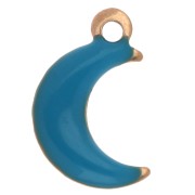 Breloque lune 9x5 mm avec résine époxy - Acier inox 304 Doré - Bleu x4