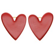 Pendentifs coeur 38x30 mm avec résine époxy - Acier inox 304 Doré - Brique x2