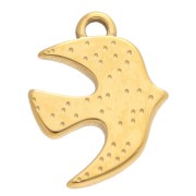 Breloque oiseau gravé 20x16 mm - Acier inoxydable 304 Doré x1