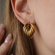 Boucles d'oreilles design 25x19 mm - Acier inoxydable 304 Doré x2