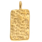 Pendentif rectangle 28x13mm symboles en strass - Acier inox 304 Doré - Multicolore