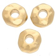 Perles rondelles irrégulières 6.5 mm - gros trou - Doré à l'or fin x5