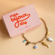 Mes bijoux DIY - Kit collier charms en acier inoxydable & cordon - Version bleu