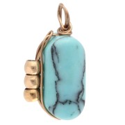 Breloque rectangle 13x6 mm imitation Turquoise - Acier inox 304 Doré x1