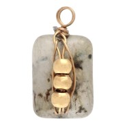 Breloque rectangle 13x6 m - pierre gemme Labradorite - Acier inox 304 Doré x1