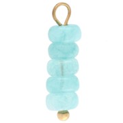 Breloque rondelles 4.5 mm Pierre gemme Aventurine bleue - Acier inox 304 Doré x1