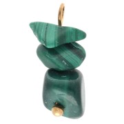 Breloque chips 16 mm imitation Malachite - Acier inoxydable 304 Doré x1