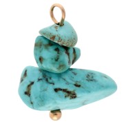 Breloque chips 16 mm imitation Turquoise - Acier inoxydable 304 Doré x1