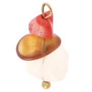 Breloque chips 16 mm imitation Cornaline - Acier inoxydable 304 Doré x1