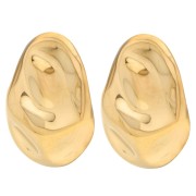 Boucles d'oreilles ovales 47x35 mm effet plissé - Acier inoxydable 304 doré x2