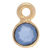 Breloque ronde facettée 5 mm gemme teintée - Calcédoine bleue - Doré à l'or fin x1