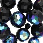 Assortiment de perles de bohème - Mix perles facettées - Black Metallic n°2 x50g