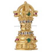 Perle ethnique 15x7 mm avec oxydes de Zirconium - Doré à l'or fin - Multicolore