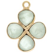 Pendentif fleur 16 mm en pierre gemme - Doré à l'or fin - Prehnite x1