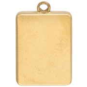 Breloque rectangle 18x12 mm motif trèfle - Acier inox 304 Doré - Bleu pailleté