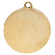 Breloque ronde 18 mm motif trèfle Good Luck Always et strass - Acier inox 304 Doré