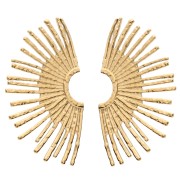 Boucles d'oreilles demi soleil martelé 44x26 mm - Acier inoxydable 304 Doré x2