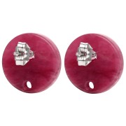 Clous d'oreilles ronds 15 mm en acétate - Marbré Bordeaux pailleté x2