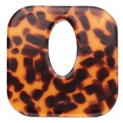 Pendentif carré évidé 21 mm en acétate - Terrazzo Marron - Noir x1