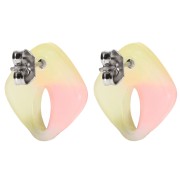 Clous d'oreilles losange évidé 16x14 mm - Marbré Corail - Jaune - Bleu nacré x2