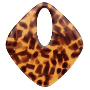Pendentif losange évidé 28x25 mm en acétate - Terrazzo Marron - Noir x1