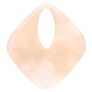Pendentif losange évidé 28x25 mm en acétate - Marbré Pêche clair nacré pailleté x1