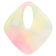 Pendentif losange évidé 28x25 mm acétate - Marbré Corail - Jaune - Bleu nacré x1