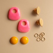 Mes bijoux DIY - Kit Boucles d'oreilles pendantes forme trapèze - Version Rose