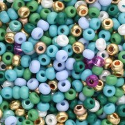 Preciosa Perles rocailles 8/0 3 mm - Mix Turquoise - Doré x20g