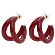Créoles double fil 35.5 mm en résine - Bordeaux x2