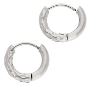 Créoles rondes martelées réversible 13 mm - Fil 2.5 mm - Acier inox 316L et 201 x2