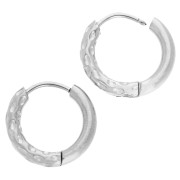 Créoles rondes martelées réversible 15 mm - Fil 2.5 mm - Acier inox 316L et 201 x2