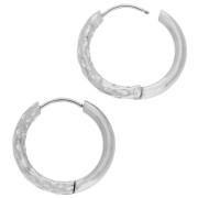Créoles rondes martelées réversible 19 mm - Fil 2.5 mm - Acier inox 316L et 201 x2