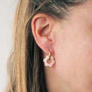 Pendentif fleur 18 mm en acétate - Pailleté Léopard Noir - Jaune x1