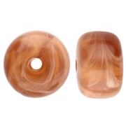 Perles rondelles gros trous 14.5x9 mm en acrylique opaque - Marbré Marron x20