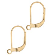 Dormeuses 16 mm anneau ouvert - Fabrication Europe - Argent 925 Doré à l'or fin x2
