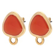 Clous d’oreilles triangle arrondi 19.5x15 mm - Doré à l'or fin - Topaz x2