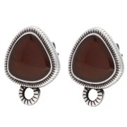 Clous d’oreilles triangle arrondi 19.5x15mm - Placage Argent fin vieilli Marron x2