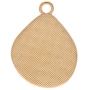 Pendentif goutte irrégulière 32x24 mm résine époxy - Doré à l'or fin - Blanc nacré