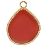 Pendentif goutte irrégulière 32x24 mm résine époxy - Doré à l'or fin - Topaz x1