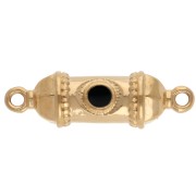 Intercalaire tube ethnique 26x8 mm avec résine époxy - Doré à l'or fin - Noir x1