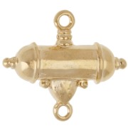 Intercalaire tube ethnique et goutte 20x23 mm - Doré à l'or fin - Noir x1