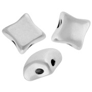 Perle losange bombé 8x7 mm - double trou - Placage Argent fin vieilli x1