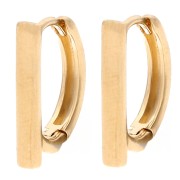 Dormeuses barre 15.5x12 mm avec 1 anneau ouvert - Doré à l'or fin x2