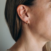 Créoles rondes fines 14 mm avec oxydes de Zirconium - Doré à l'or fin x2