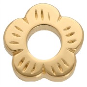 Perles rondelles fleur 10.5 mm - Doré à l'or fin x4